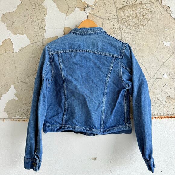Vintage Lee Denim Jacket Cropped Trucker USA Made 80s 90s Ms Lee Medium Wash - Picture 3 of 10